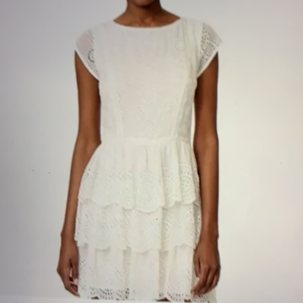 Joie Altha Silk Eyelet Ruffle Dress M